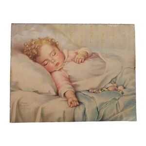 Vintage Annie Benson Muller Just A Little Dream Baby Print Lithograph 14"x11"
